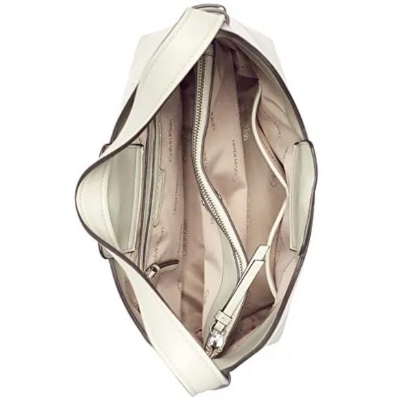 Calvin Klein Zina Triple Compartment Hobo Shoulder Handbag Pelican NWT - Picture 3 of 6